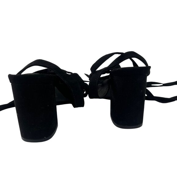 Lulus Lace-Up Sandals Womens Size 8 Black Block Heel - Picture 3 of 8